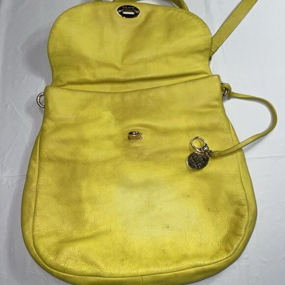Henri Bendel‎ Bright Yellow Leather Crossbody Bag  Handbag 11"x11" - Picture 5 of 14